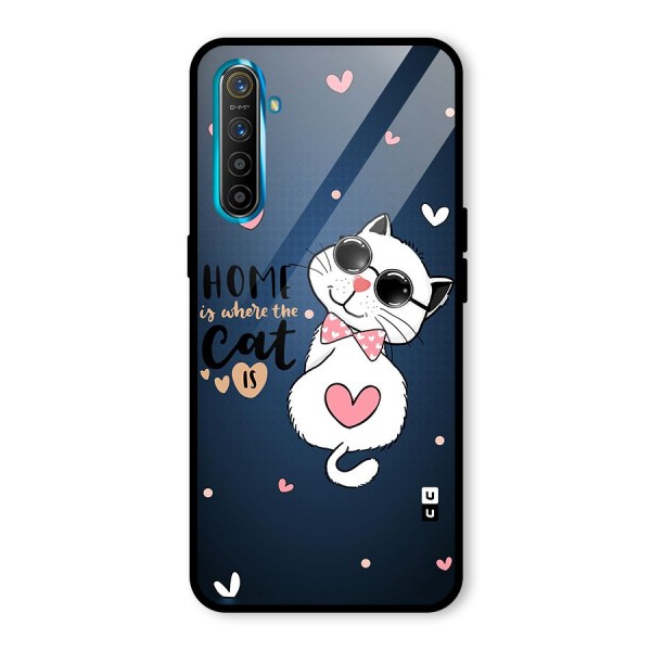 Home Where Cat Glass Back Case for Realme XT