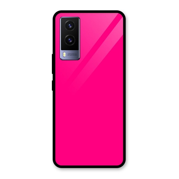 Hot Pink Glass Back Case for Vivo V21e 5G