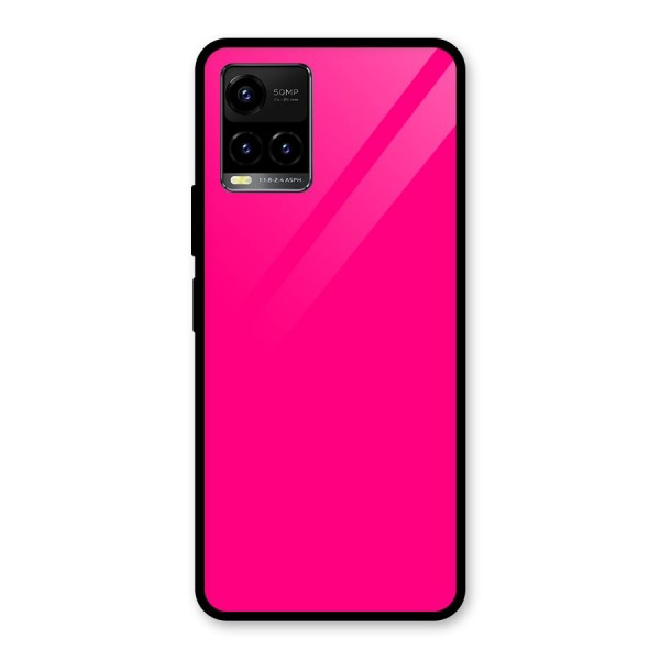 Hot Pink Glass Back Case for Vivo Y21G