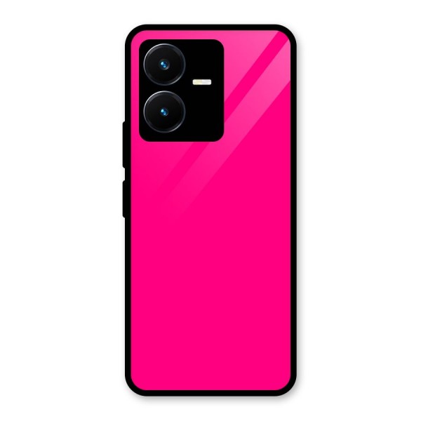 Hot Pink Glass Back Case for Vivo Y22