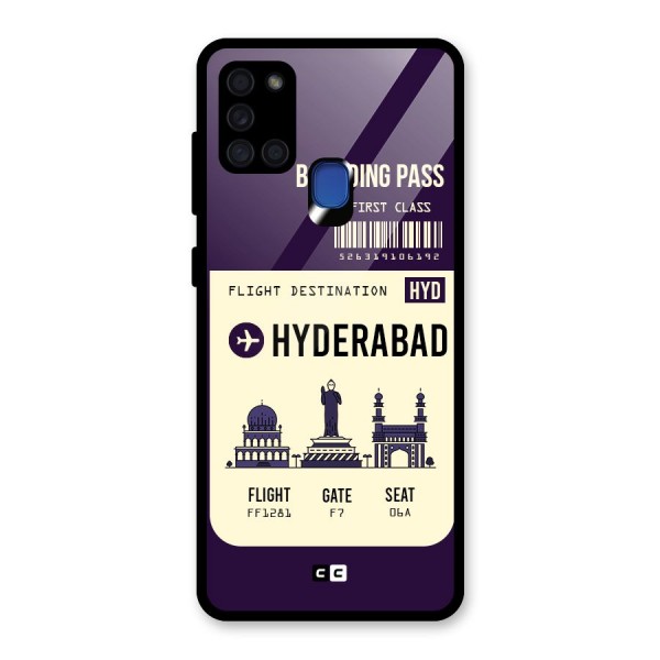 Hyderabad Boarding Pass Glass Back Case for Galaxy A21s