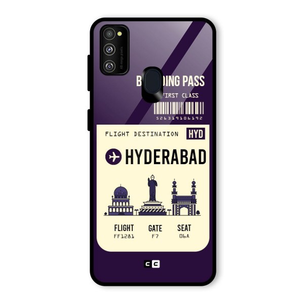 Hyderabad Boarding Pass Glass Back Case for Galaxy M21