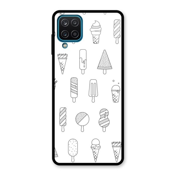 Ice Cream Lines Glass Back Case for Galaxy A12