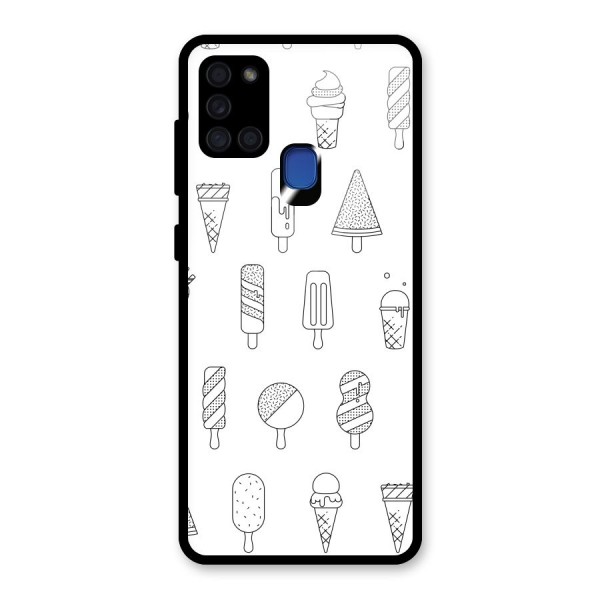 Ice Cream Lines Glass Back Case for Galaxy A21s