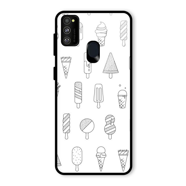 Ice Cream Lines Glass Back Case for Galaxy M21