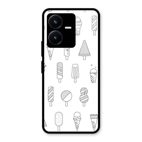 Ice Cream Lines Glass Back Case for Vivo Y22