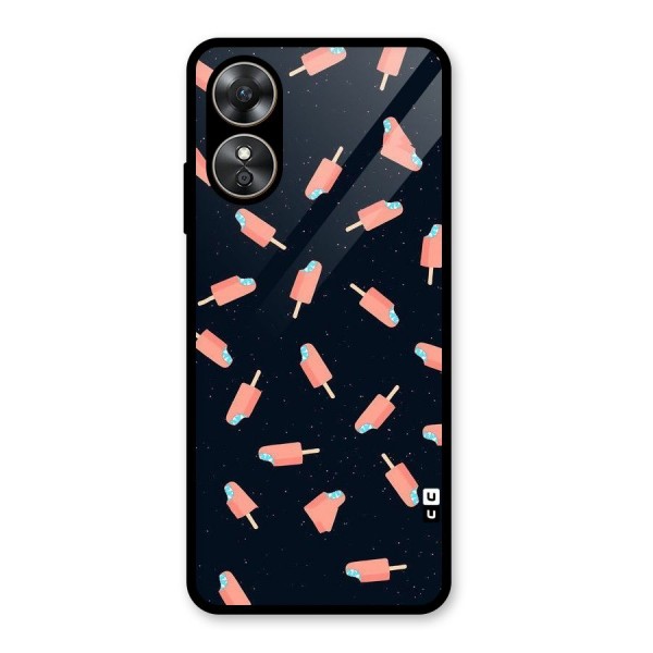 Icy Pattern Glass Back Case for Oppo A17