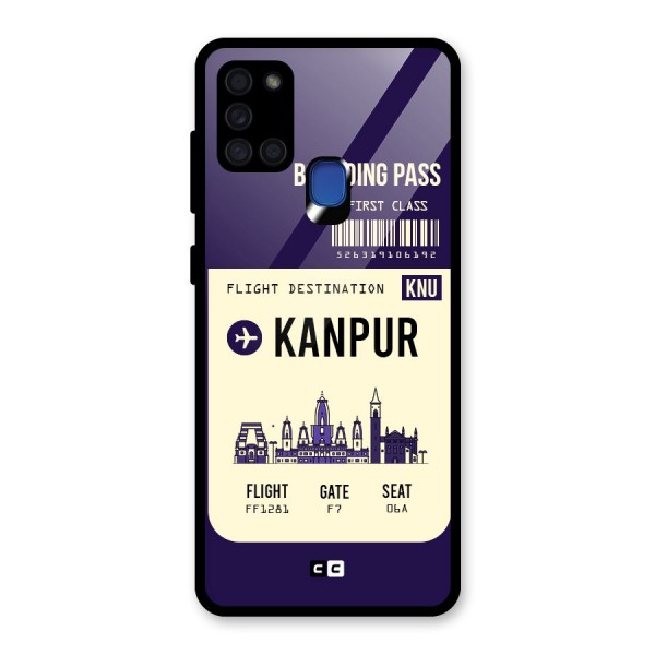 Kanpur Boarding Pass Glass Back Case for Galaxy A21s