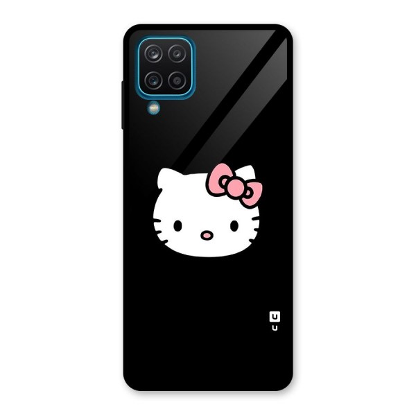 Kitty Cute Glass Back Case for Galaxy A12