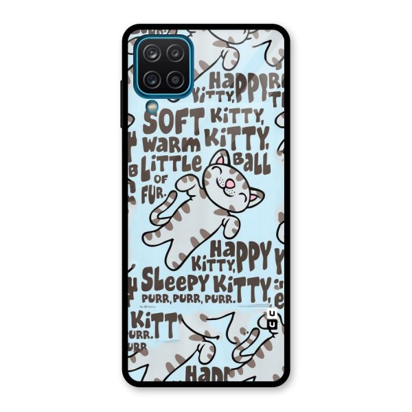 Kitty Pattern Glass Back Case for Galaxy A12