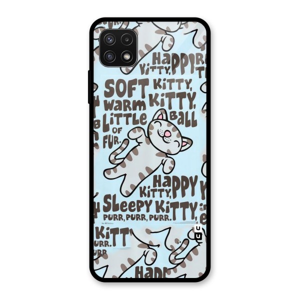 Kitty Pattern Glass Back Case for Galaxy A22 5G