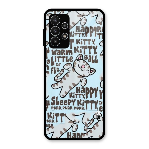 Kitty Pattern Glass Back Case for Galaxy A23