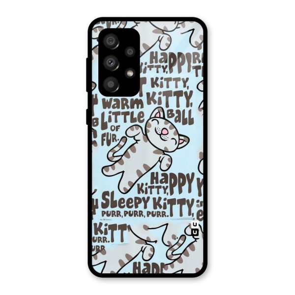 Kitty Pattern Glass Back Case for Galaxy A32