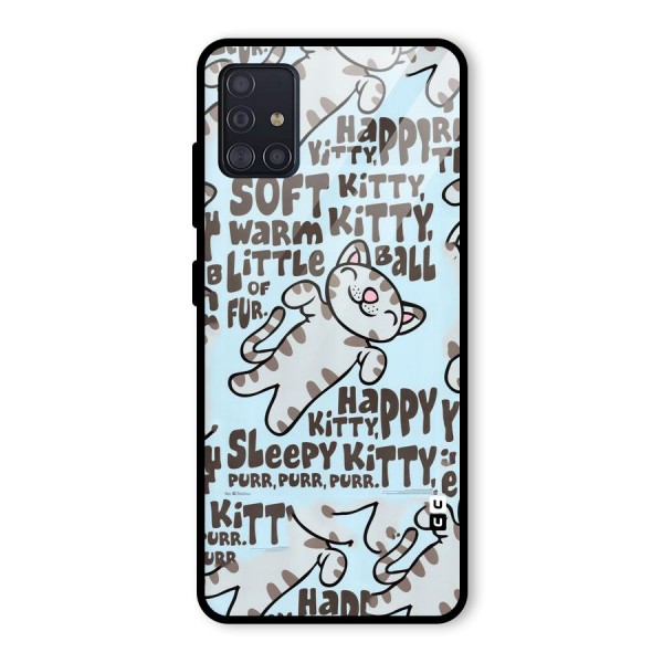 Kitty Pattern Glass Back Case for Galaxy A51