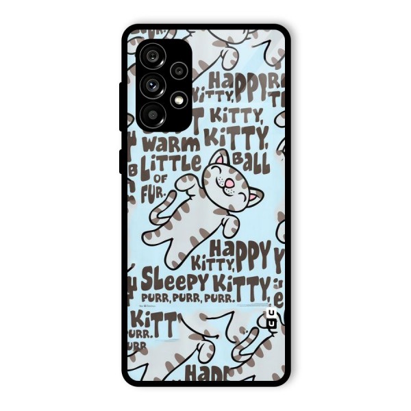 Kitty Pattern Glass Back Case for Galaxy A73 5G