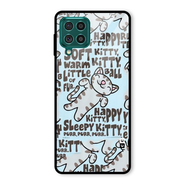 Kitty Pattern Glass Back Case for Galaxy F62