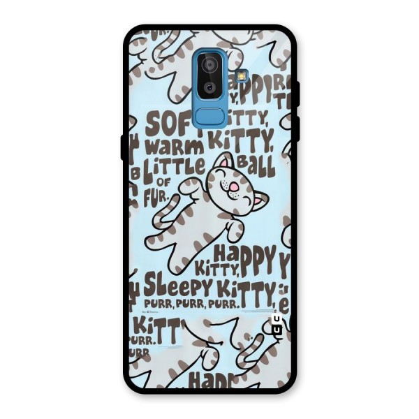 Kitty Pattern Glass Back Case for Galaxy J8