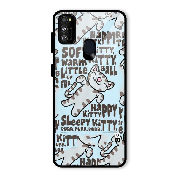 Kitty Pattern Glass Back Case for Galaxy M21