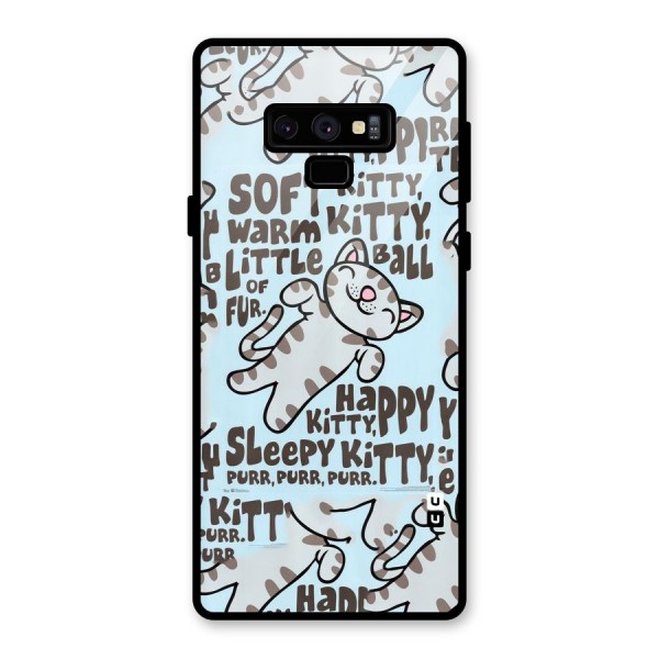 Kitty Pattern Glass Back Case for Galaxy Note 9