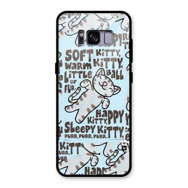 Kitty Pattern Glass Back Case for Galaxy S8