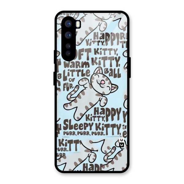 Kitty Pattern Glass Back Case for OnePlus Nord