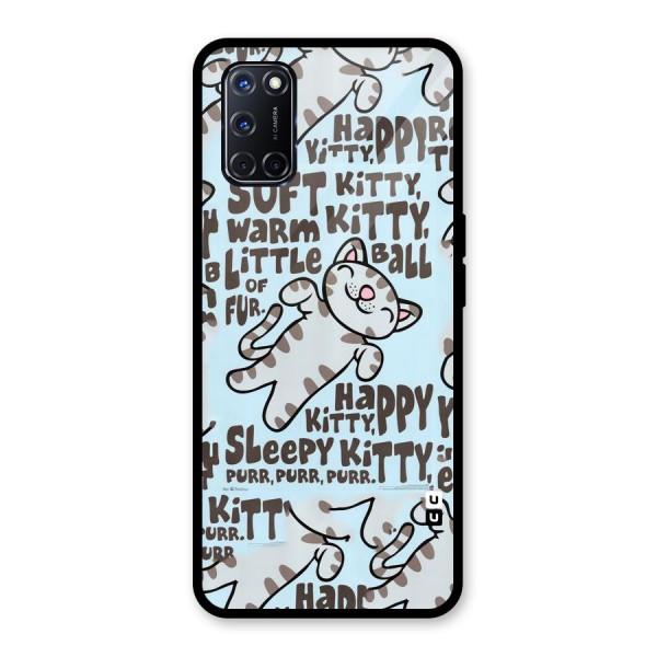 Kitty Pattern Glass Back Case for Oppo A52