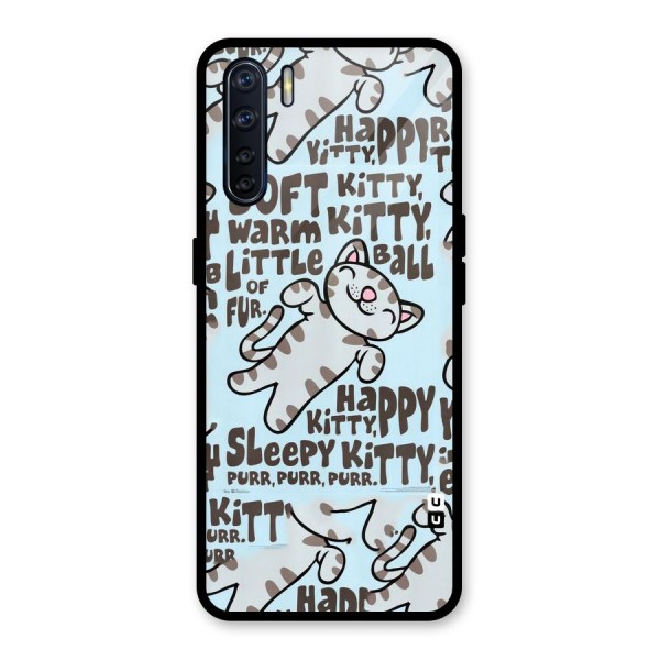 Kitty Pattern Glass Back Case for Oppo F15