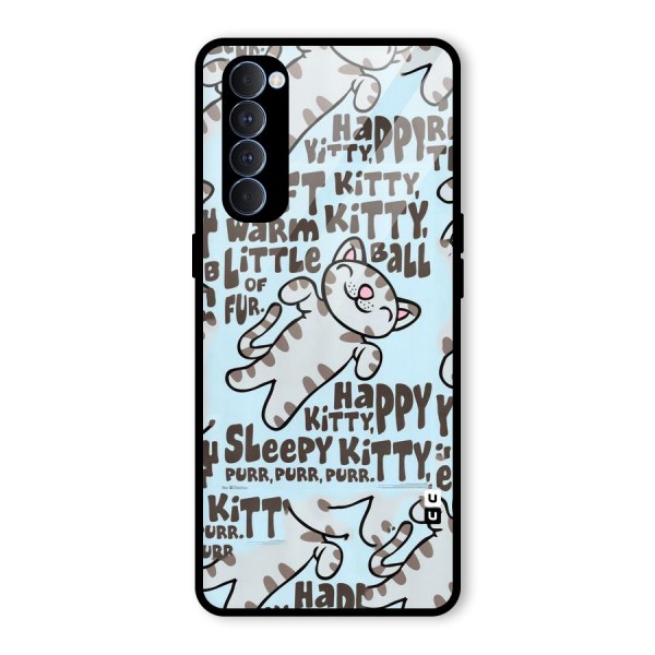 Kitty Pattern Glass Back Case for Oppo Reno4 Pro