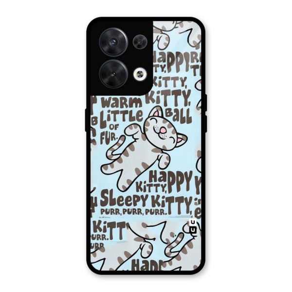 Kitty Pattern Glass Back Case for Oppo Reno8 5G