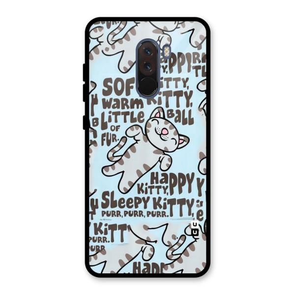 Kitty Pattern Glass Back Case for Poco F1