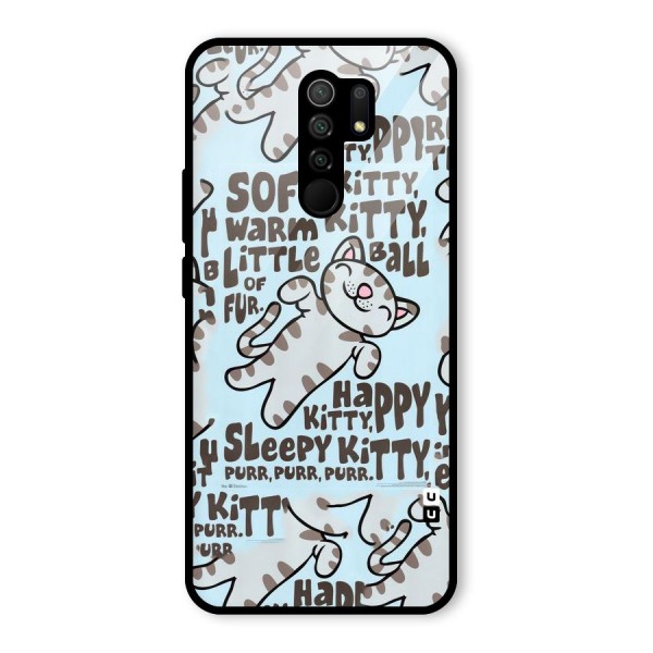 Kitty Pattern Glass Back Case for Redmi 9 Prime