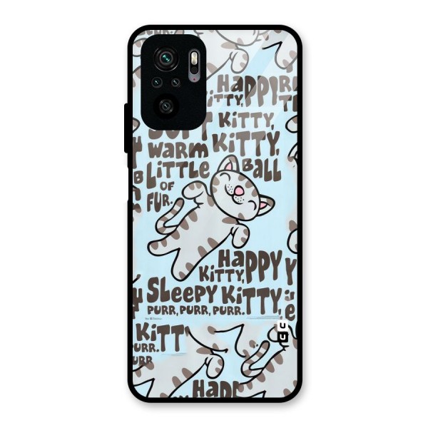 Kitty Pattern Glass Back Case for Redmi Note 10