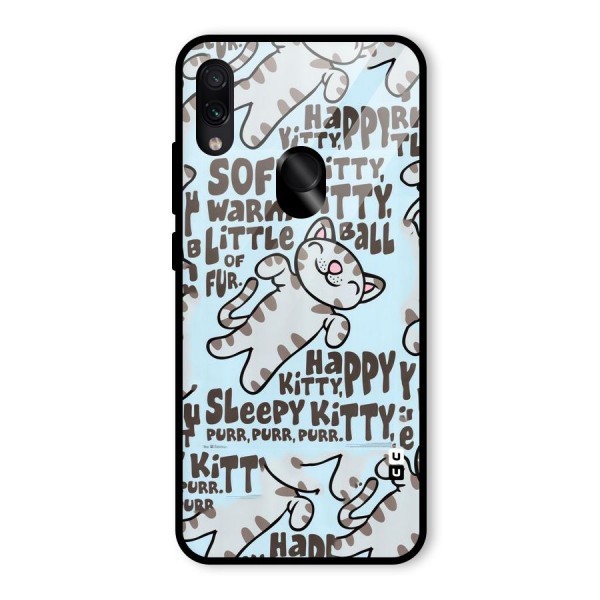 Kitty Pattern Glass Back Case for Redmi Note 7