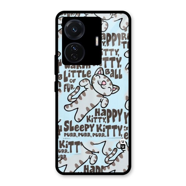 Kitty Pattern Glass Back Case for Vivo T1 Pro