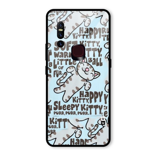 Kitty Pattern Glass Back Case for Vivo V15