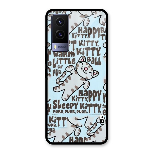 Kitty Pattern Glass Back Case for Vivo V21e 5G