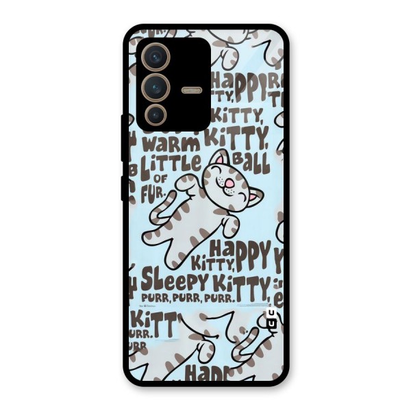 Kitty Pattern Glass Back Case for Vivo V23 5G