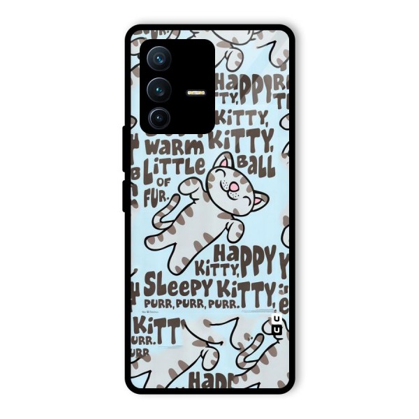 Kitty Pattern Glass Back Case for Vivo V23 Pro