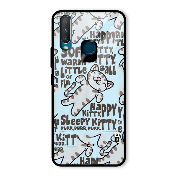 Kitty Pattern Glass Back Case for Vivo Y12