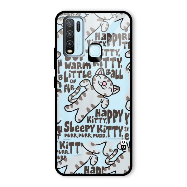 Kitty Pattern Glass Back Case for Vivo Y50