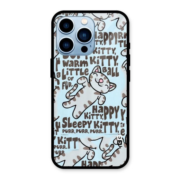 Kitty Pattern Glass Back Case for iPhone 13 Pro