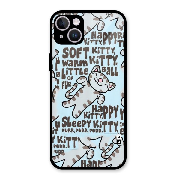 Kitty Pattern Glass Back Case for iPhone 14 Plus