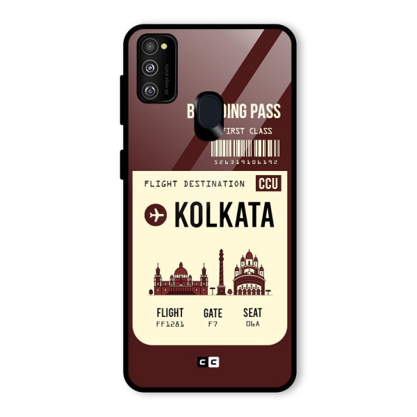 Kolkata Boarding Pass Glass Back Case for Galaxy M21