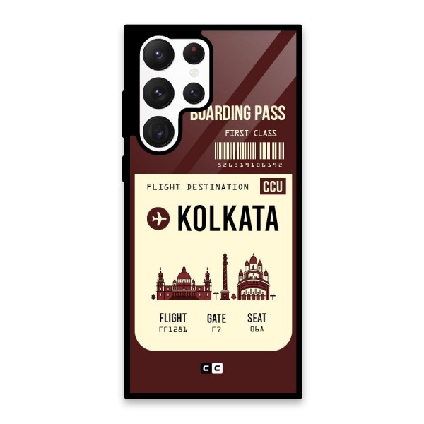 Kolkata Boarding Pass Glass Back Case for Galaxy S22 Ultra 5G