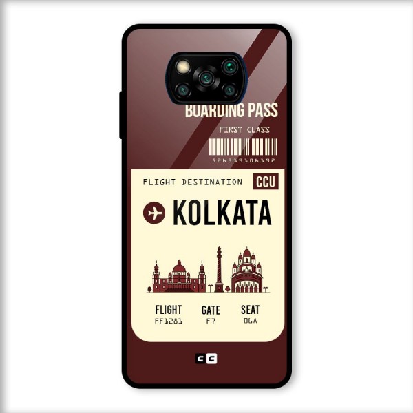 Kolkata Boarding Pass Glass Back Case for Poco X3