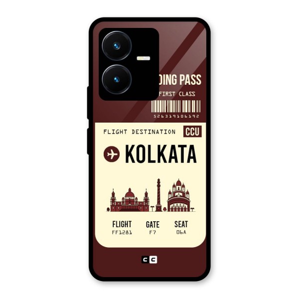 Kolkata Boarding Pass Glass Back Case for Vivo Y22