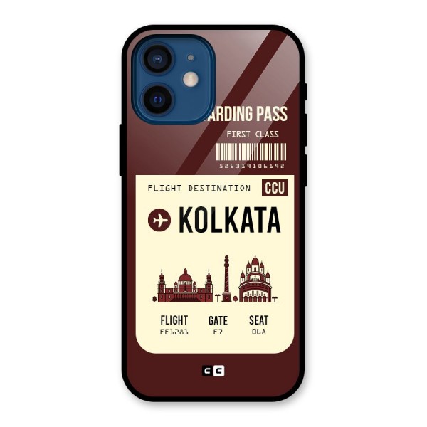 Kolkata Boarding Pass Glass Back Case for iPhone 12 Mini