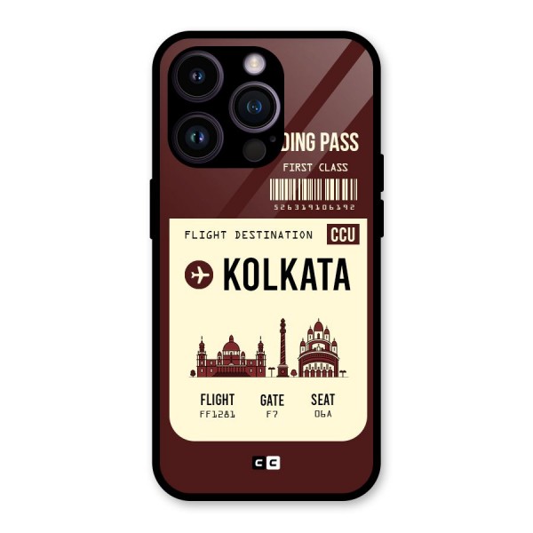Kolkata Boarding Pass Glass Back Case for iPhone 14 Pro
