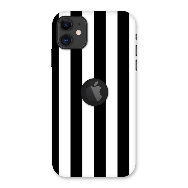 Lavish Black Stripes Back Case for iPhone 11 Logo Cut
