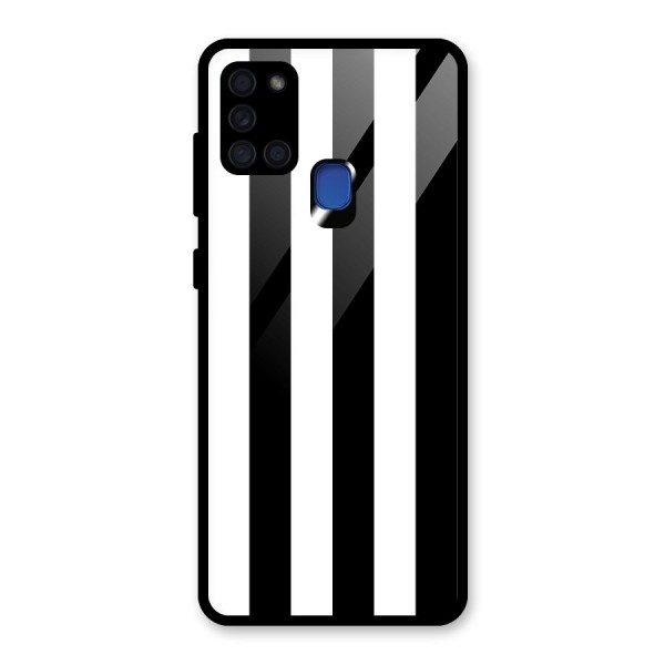 Lavish Black Stripes Glass Back Case for Galaxy A21s